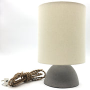 Enoki Lamp | Greystone/Raw | Medium Brass | Tawa Lamp Shade | Cream Spun Linen