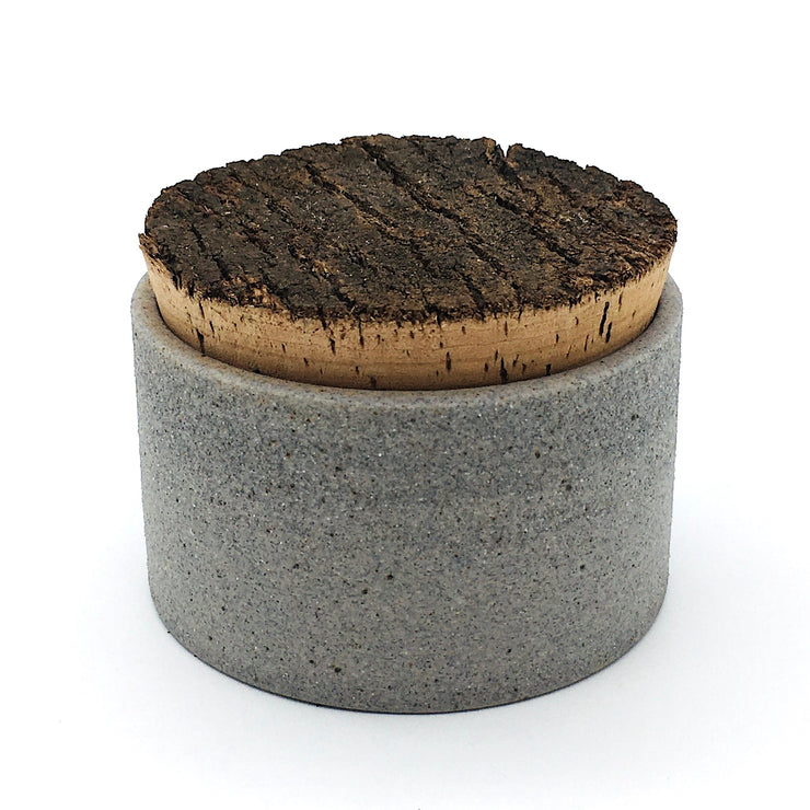 Canister w/ Bark Top | 4.5" x 3" | Greystone/Raw Exterior
