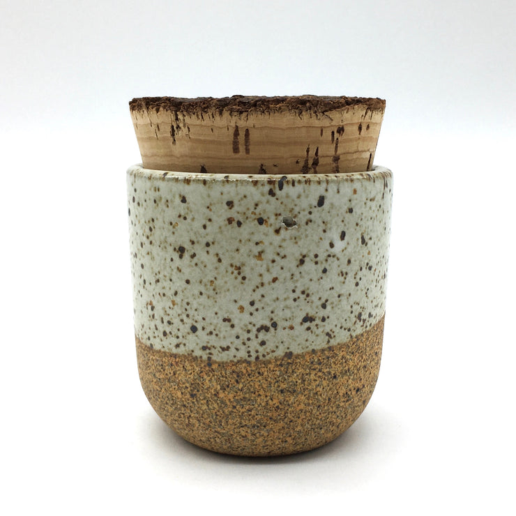 Alder Canister w/ Bark Top | 3" x 3" | Sandstone/Snow White