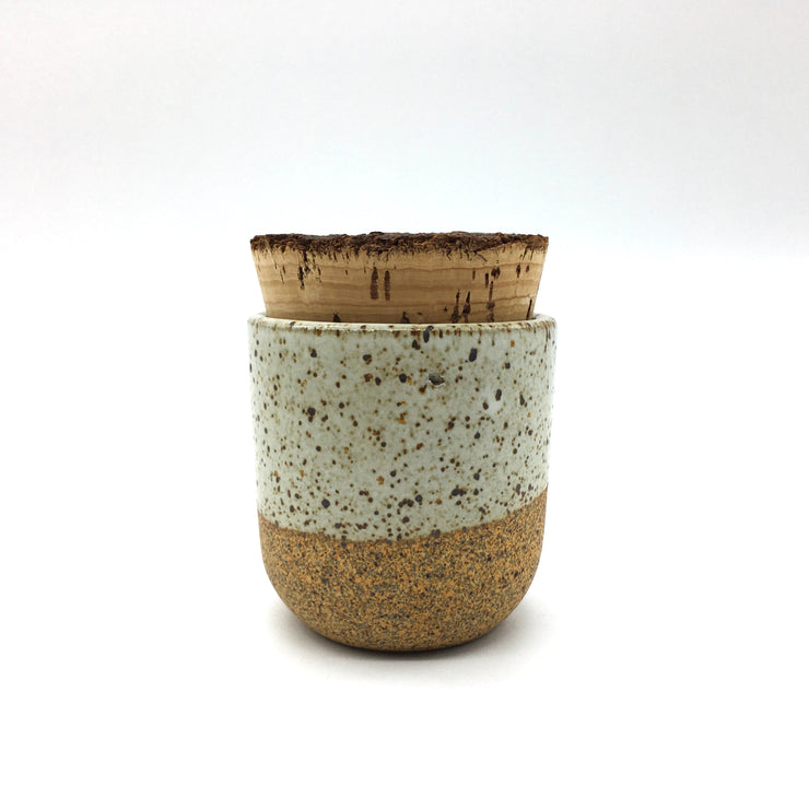 Alder Canister w/ Bark Top | 3" x 3" | Sandstone/Snow White