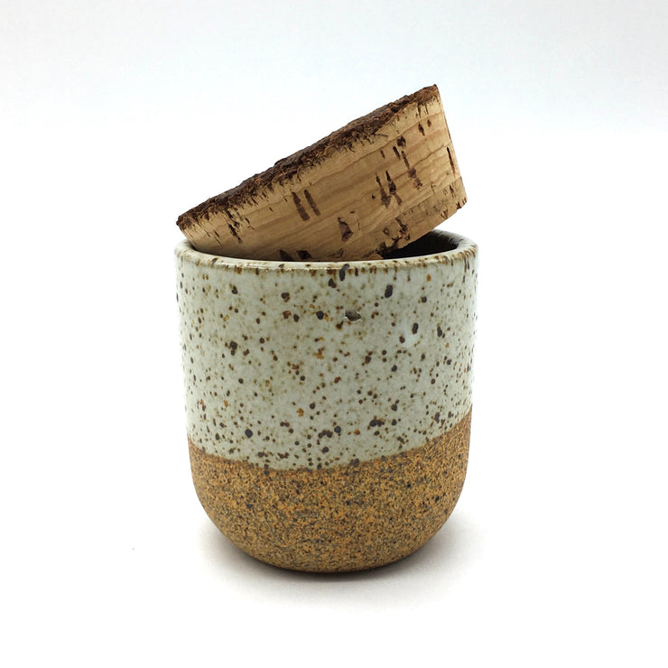 Alder Canister w/ Bark Top | 3" x 3" | Sandstone/Snow White