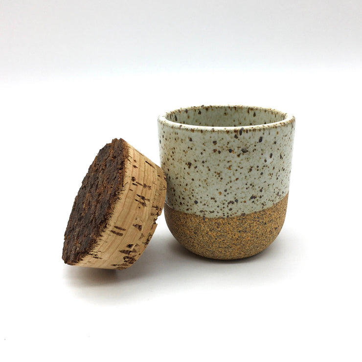 Alder Canister w/ Bark Top | 3" x 3" | Sandstone/Snow White