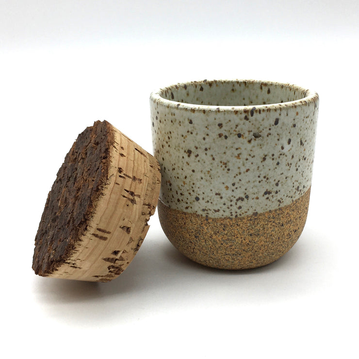 Alder Canister w/ Bark Top | 3" x 3" | Sandstone/Snow White