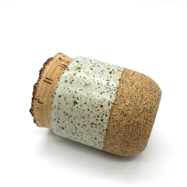 Alder Canister w/ Bark Top | 3" x 3" | Sandstone/Snow White