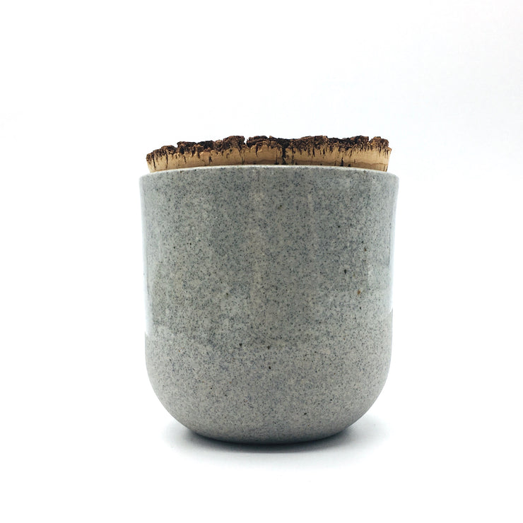 Alder Canister w/ Bark Top | 3" x 3" | Greystone/Clear Sky