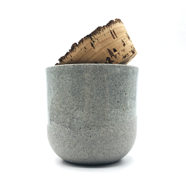 Alder Canister w/ Bark Top | 3" x 3" | Greystone/Clear Sky
