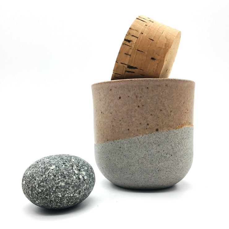 Alder Canister w/ Classic Cork | 3" x 3" | Greystone/English Rose