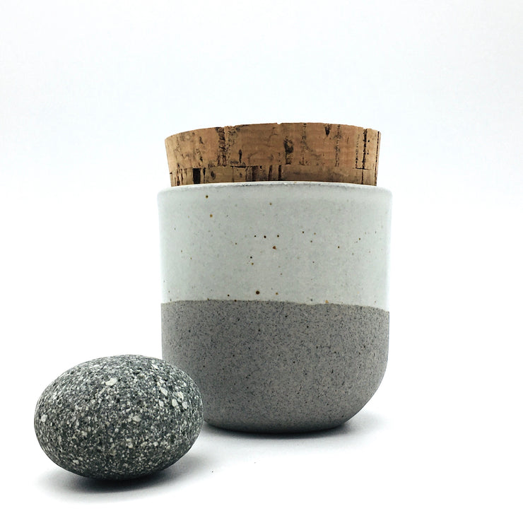 Alder Canister w/ Classic Cork | 3" x 3" | Greystone/Snow White