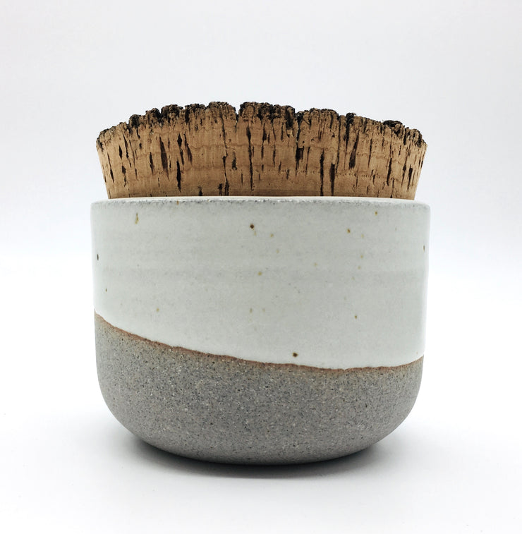 Alder Canister w/ Bark Top | 4.5" x 3" | Greystone/Snow White