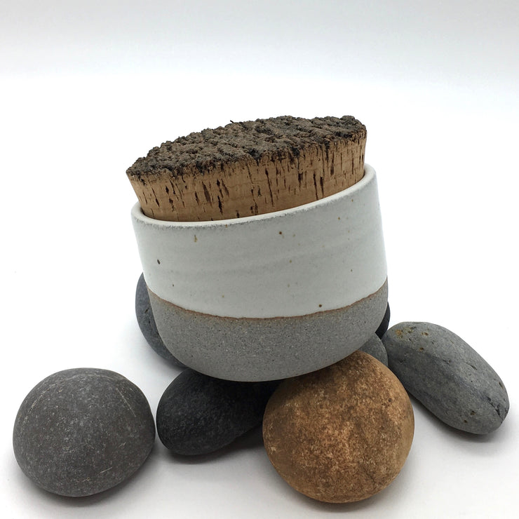 Alder Canister w/ Bark Top | 4.5" x 3" | Greystone/Snow White