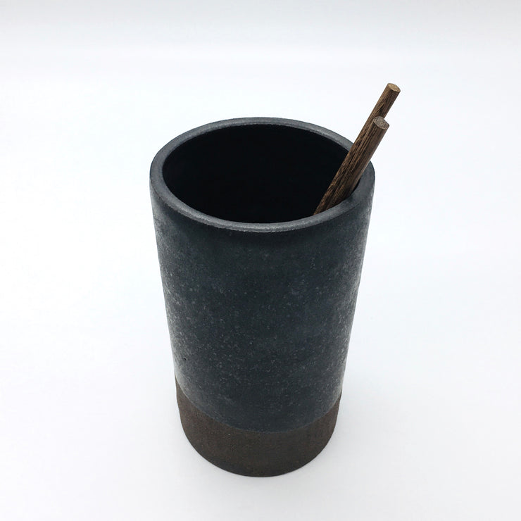 Apple Seed Vase | 4" x 8" | Brownstone/Matte Black
