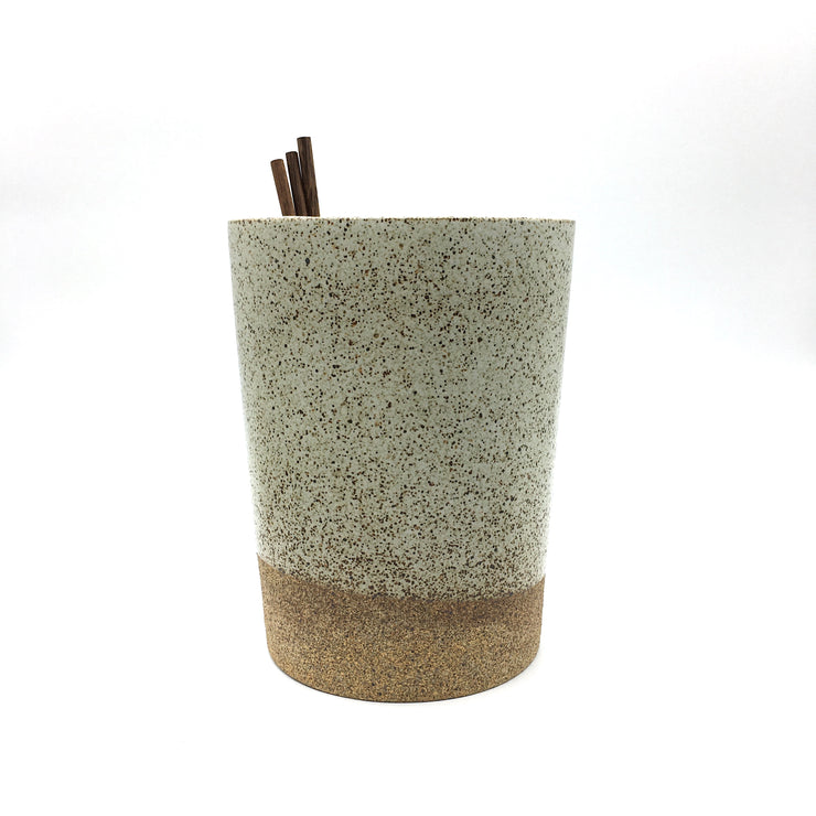 Apple Seed Vase | 6" x 9" | Sandstone/Snow White