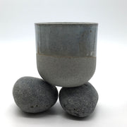 ATMB33-G-KBC | Alder Tumbler | 3" x 3" | Greystone/Korean Blue Celadon | Humble Ceramics |