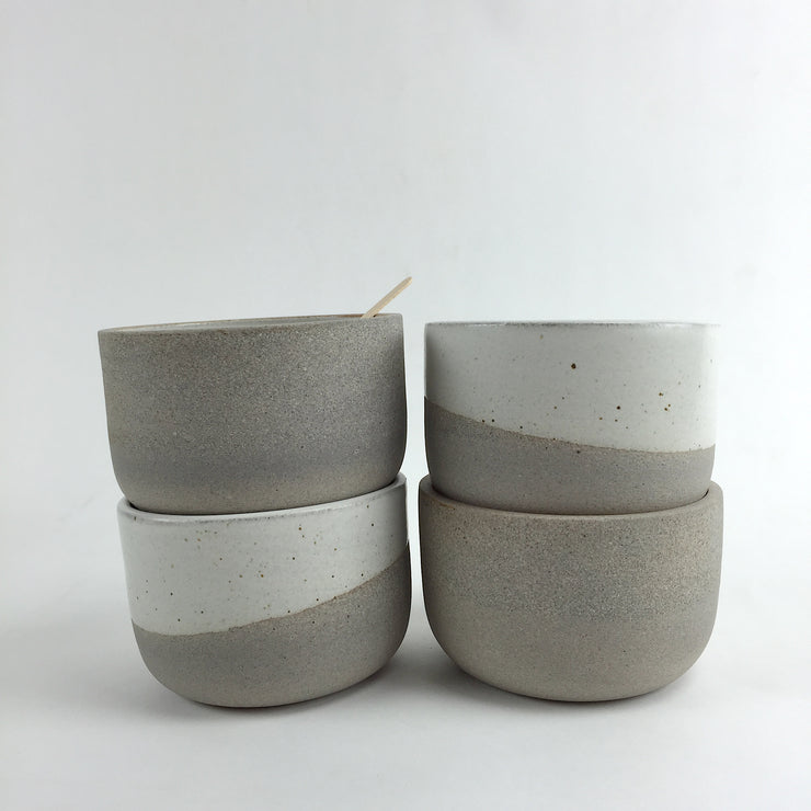 Shown here are Alder Bowls glazed outside  and unglazed. All Greystone/Snow White.