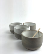 Shown here are Alder Bowls glazed outside  and unglazed. All Greystone/Snow White.