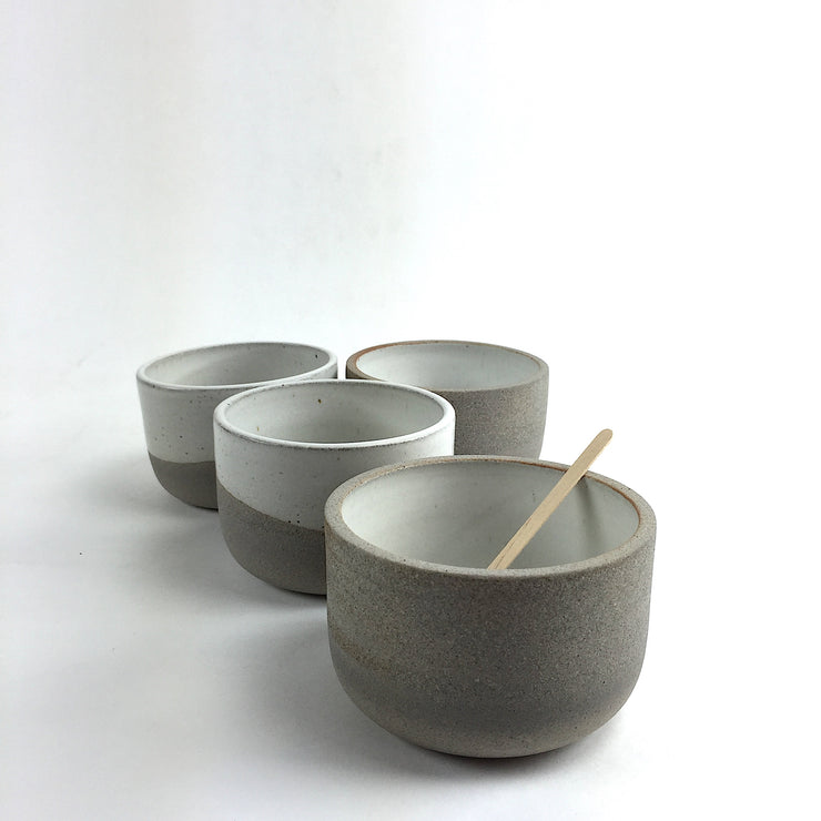 Shown here are Alder Bowls glazed outside  and unglazed. All Greystone/Snow White.