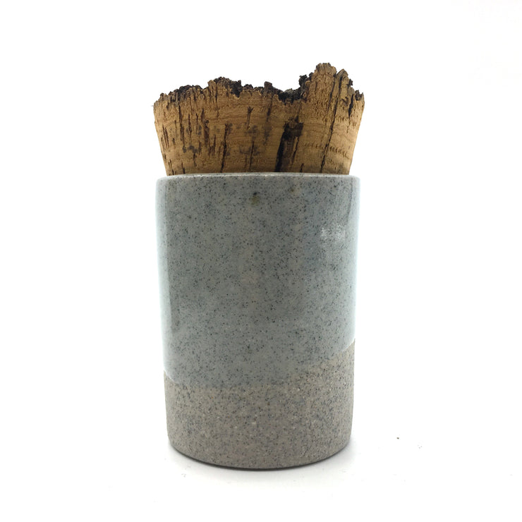CAN2-G-C-BT | Canister 2 oz w/ Bark Top | Greystone/Clear Sky | Humble Ceramics | 