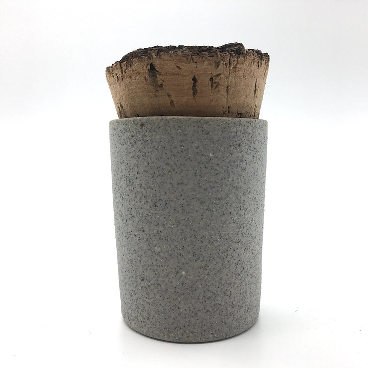 CAN2-G-RAW-BT | Canister 2 oz w/ Bark Top | Greystone | Humble Ceramics | 