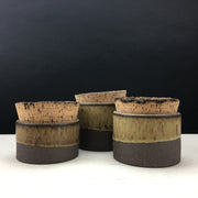 Canister w/ Bark Top | 3.5" x 3" | Brownstone/Tortoise Shell