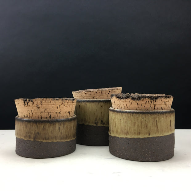 Canister w/ Bark Top | 3.5" x 2.5" | Brownstone/Tortoise Shell