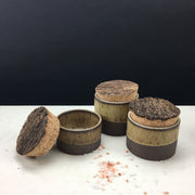 Canister w/ Bark Top | 3.5" x 3" | Brownstone/Tortoise Shell