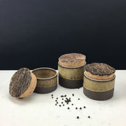 Canister w/ Bark Top | 3.5" x 3" | Brownstone/Tortoise Shell