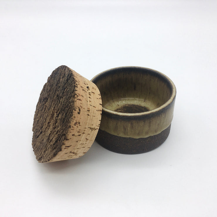 Canister w/ Bark Top | 3.5" x 2" | Brownstone/Tortoise Shell