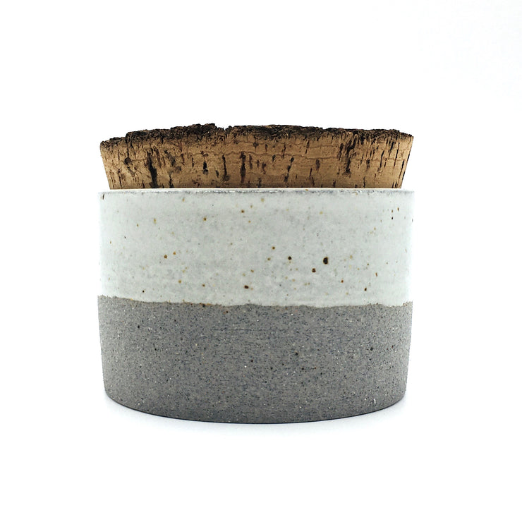 Canister w/ Bark Top | 3.5" x 2" | Greystone/Snow White
