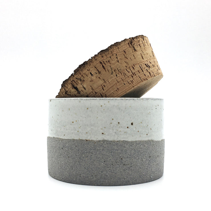 Canister w/ Bark Top | 3.5" x 2" | Greystone/Snow White