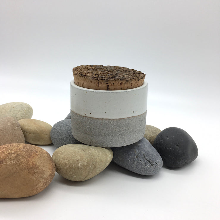 Canister w/ Bark Top | 3.5" x 2.5" | Greystone/Snow White