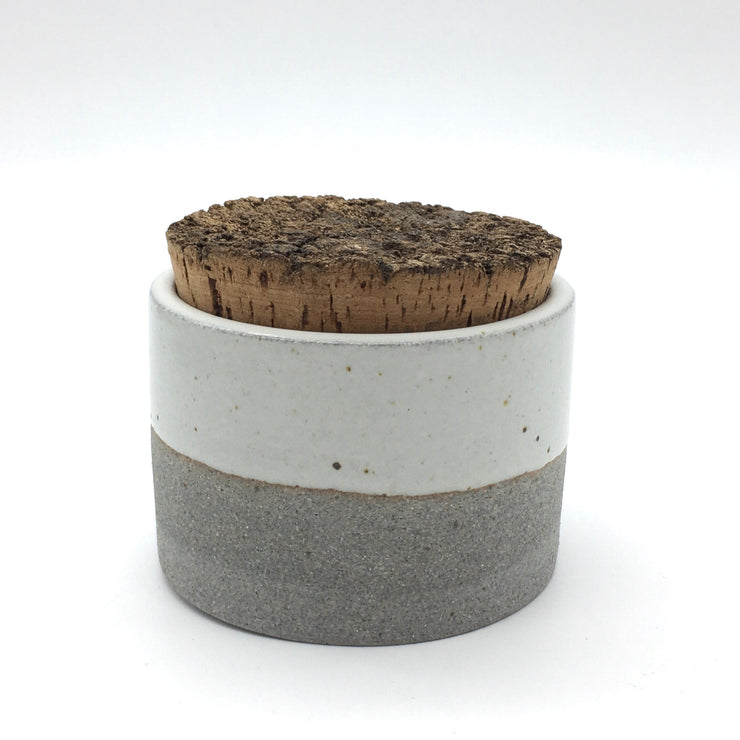 Canister w/ Bark Top | 3.5" x 2.5" | Greystone/Snow White