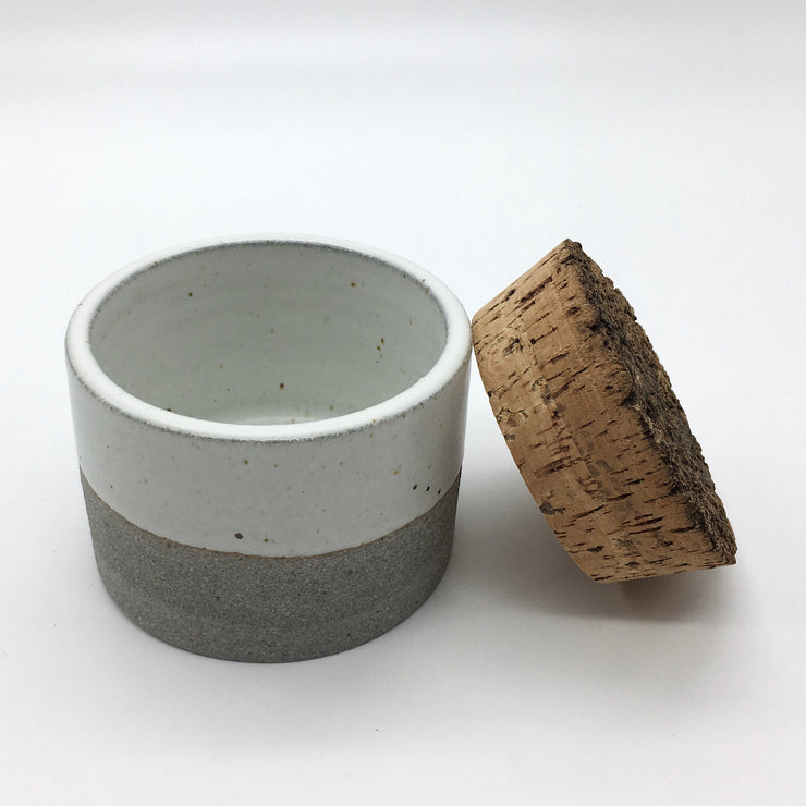 Canister w/ Bark Top | 3.5" x 2.5" | Greystone/Snow White