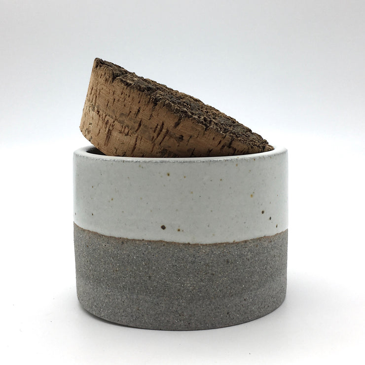 Canister w/ Bark Top | 3.5" x 2.5" | Greystone/Snow White