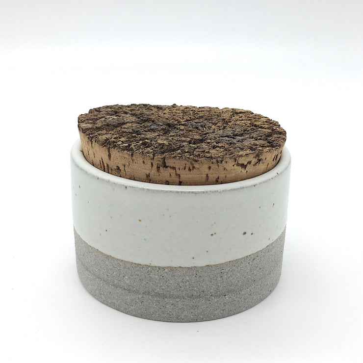 Canister w/ Bark Top | 3.5" x 2.5" | Greystone/Snow White