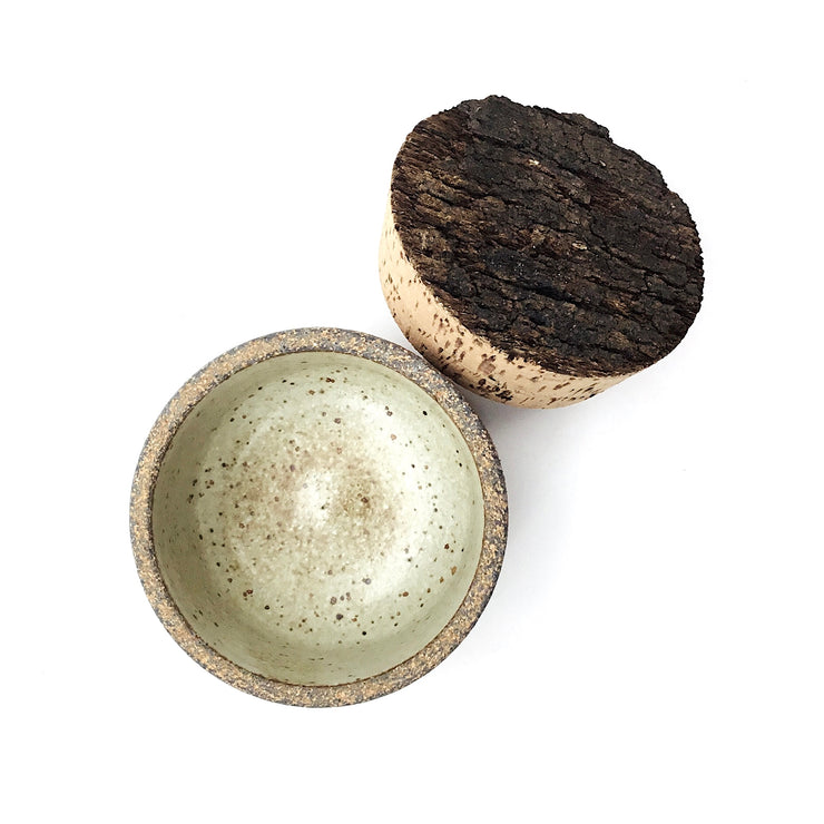 Canister w/ Bark Top | 3.5" x 2" | Sandstone/Raw Exterior/Snow White Interior