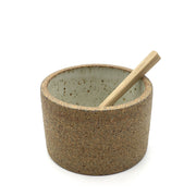 CAN3525-S-RAW | Canister 3.5" x 2.5" | Sandstone/Raw Ext | Bark Top Cork | Humble Ceramics | 