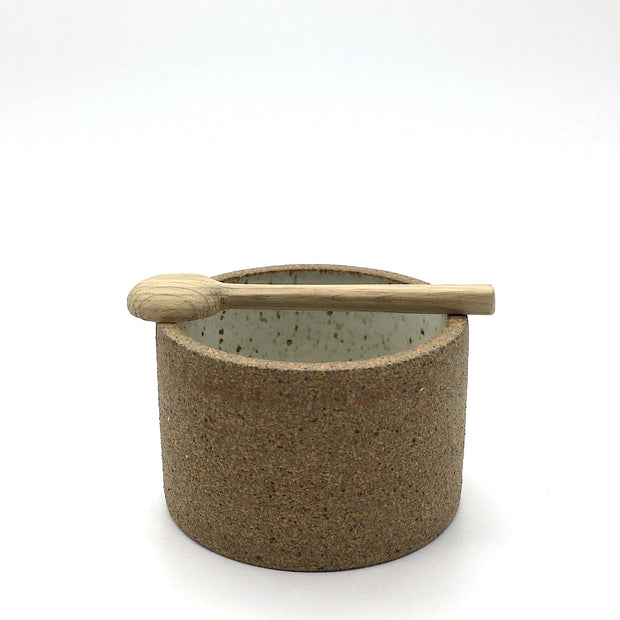 CAN3525-S-RAW-BT | Canister w/ Bark Top | 3.5" x 2.5" | Sandstone/Raw Ext | Humble Ceramics | 