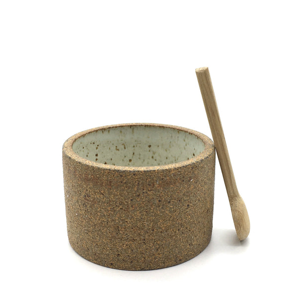 CAN3525-S-RAW-BT | Canister w/ Bark Top | 3.5" x 2.5" | Sandstone/Raw Ext | Humble Ceramics | 