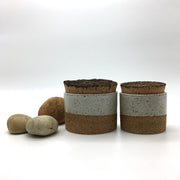 CAN3525-S-S-BT | Canister w/ Bark Top | 3.5" x 2.5" H | Sandstone/Snow White | Humble Ceramics | 