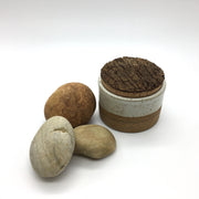 Canister w/ Bark Top | 3.5" x 2.5" | Sandstone/Snow White