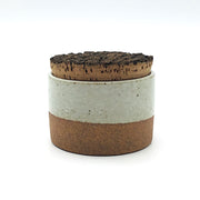 Canister w/ Bark Top | 3.5" x 2" | Sandstone/Snow White