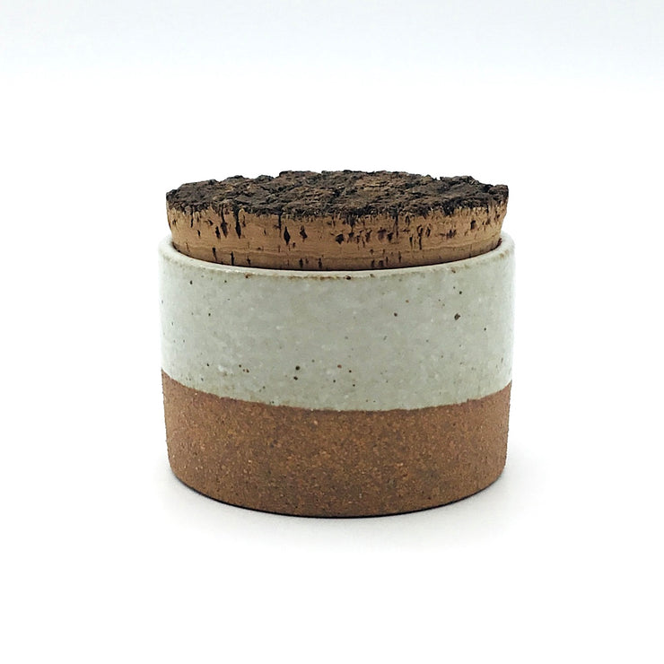 Canister w/ Bark Top | 3.5" x 2" | Sandstone/Snow White