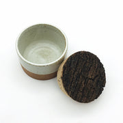 Canister w/ Bark Top | 3.5" x 2" | Sandstone/Snow White