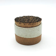 Canister w/ Bark Top | 3.5" x 2" | Sandstone/Snow White