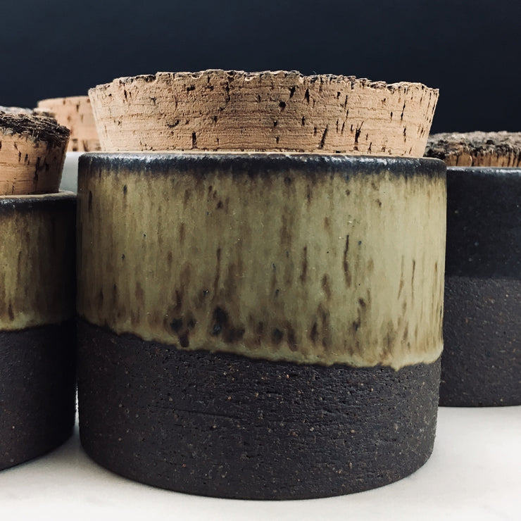 Canister w/ Bark Top | 3.5" x 3" | Brownstone/Tortoise Shell