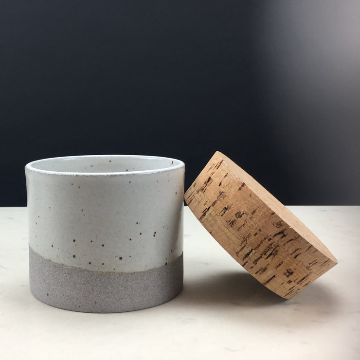 CAN353-G-S-CC | Canister | Greystone/Snow White | Humble Ceramics |