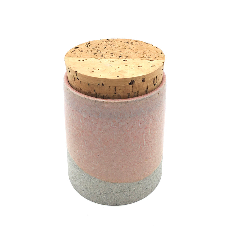 Canister w/ Classic Cork | 4" x 4" | Greystone/English Rose