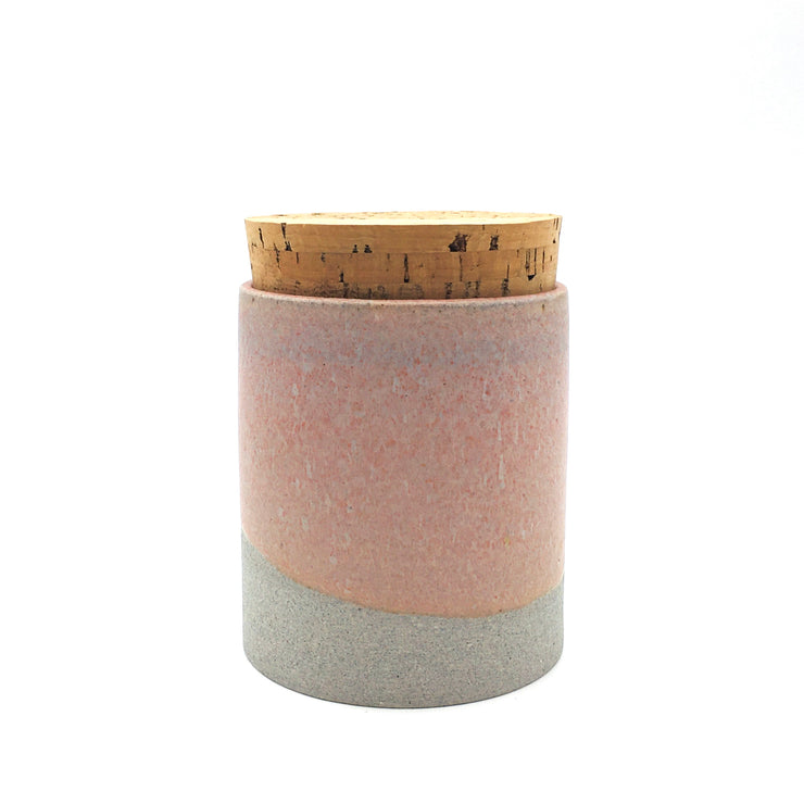Canister w/ Classic Cork | 4" x 4" | Greystone/English Rose