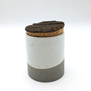 Canister w/ Bark Top | 4" x 4" | Greystone/Snow White