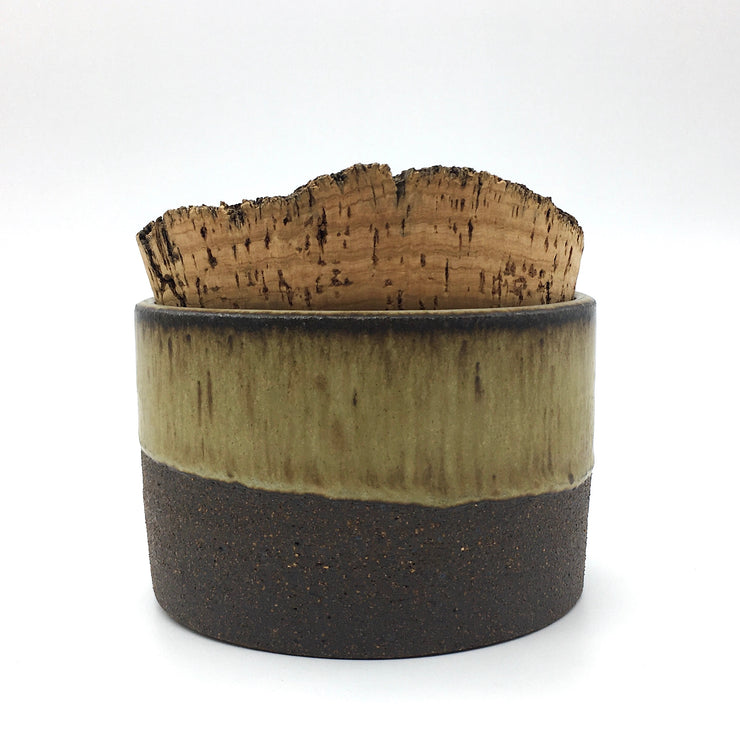 Canister w/ Bark Top | 4.5" x 3" | Brownstone/Tortoise Shell
